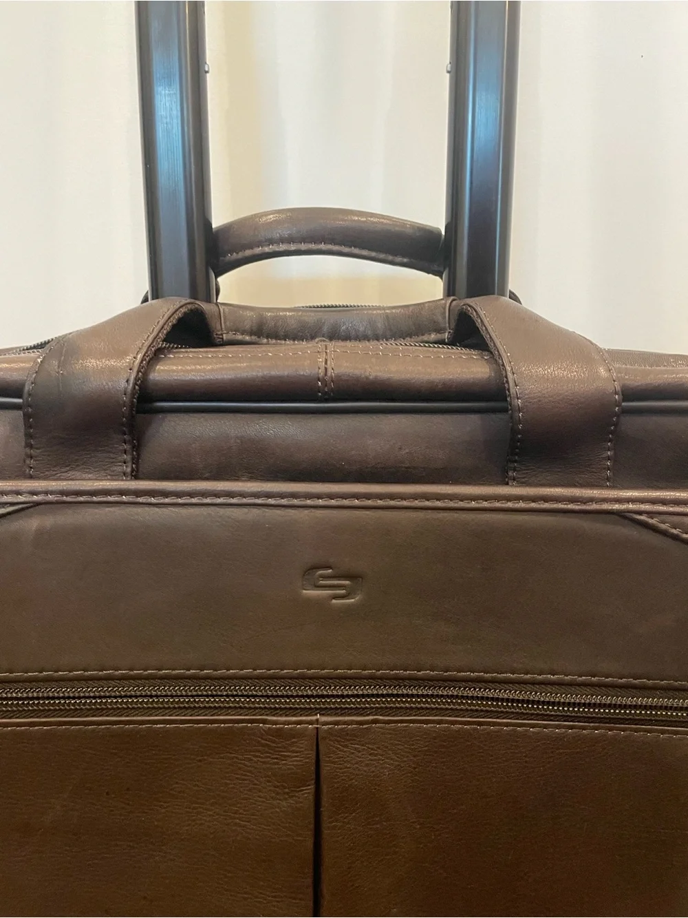 *Like New* Solo Brown Leather Rolling Laptop Briefcase - Professional Travel Bag